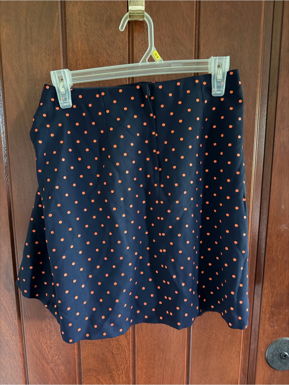 Vintage Women's Navy Polka Dot A-Line Skirt - Navy with Coral Dots small